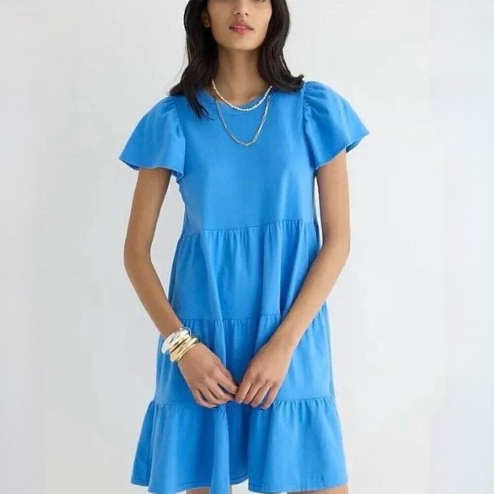 J. Crew Women’s Large Knit tiered mini dress Blue